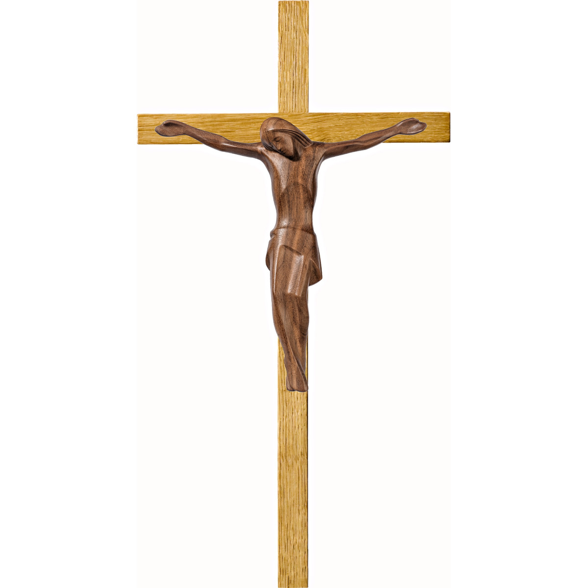Cristo moderno ROMA en cruz de roble